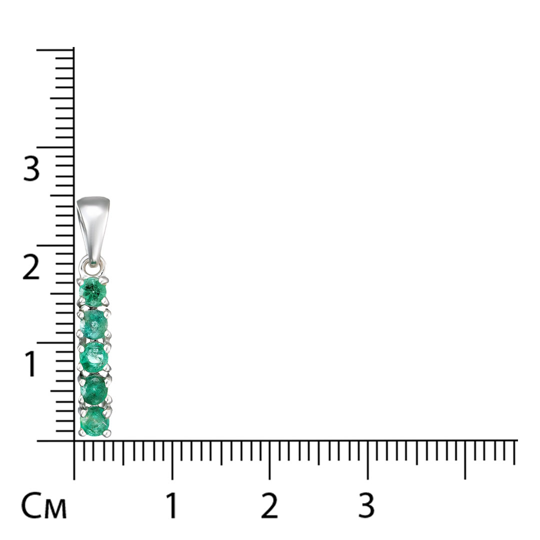 Серебряная подвеска 925 пробы; вставки 5 Изумруд (F) 4/Г3 0,55 ct;