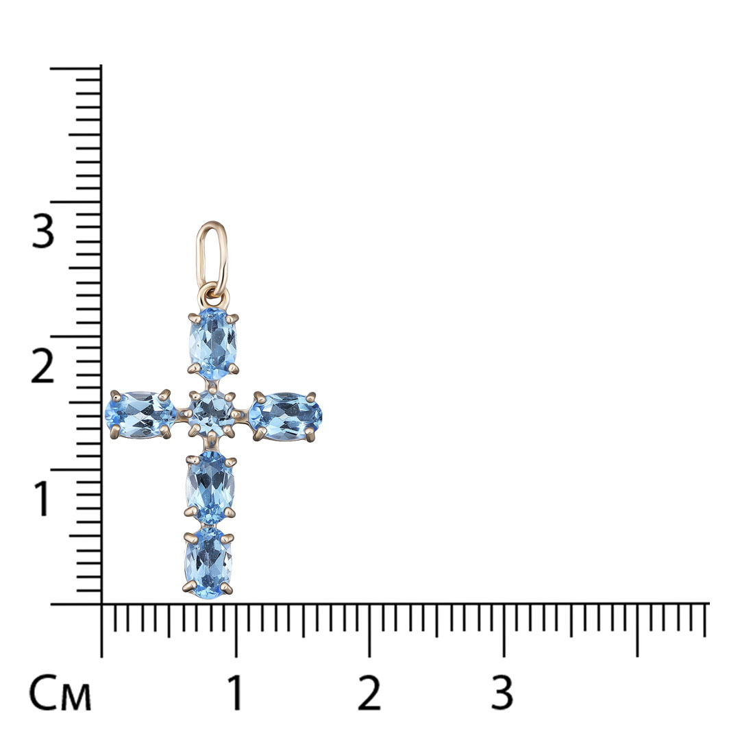 Подвеска-крест из красного золота с топазами swiss