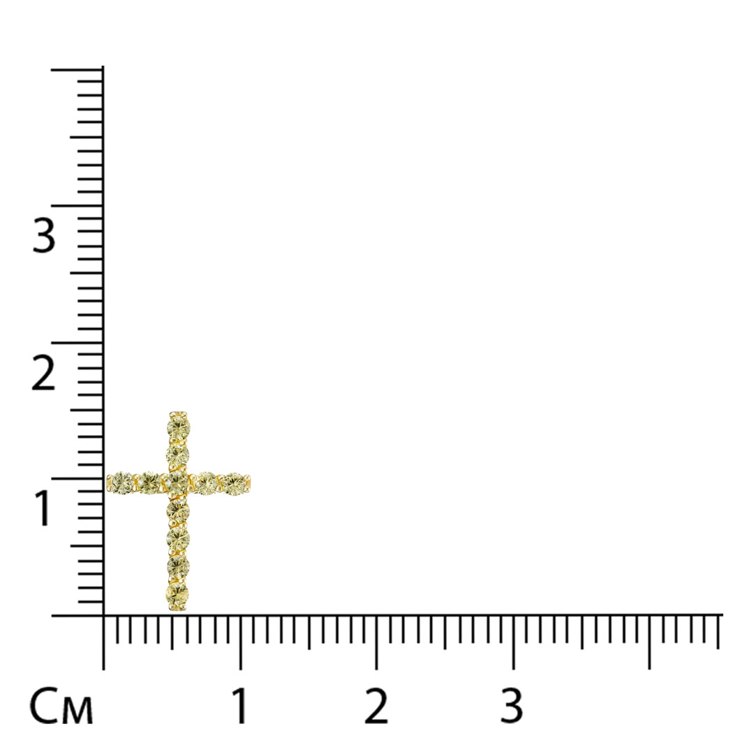 Подвеска-крест из желтого золота с желтыми сапфирами