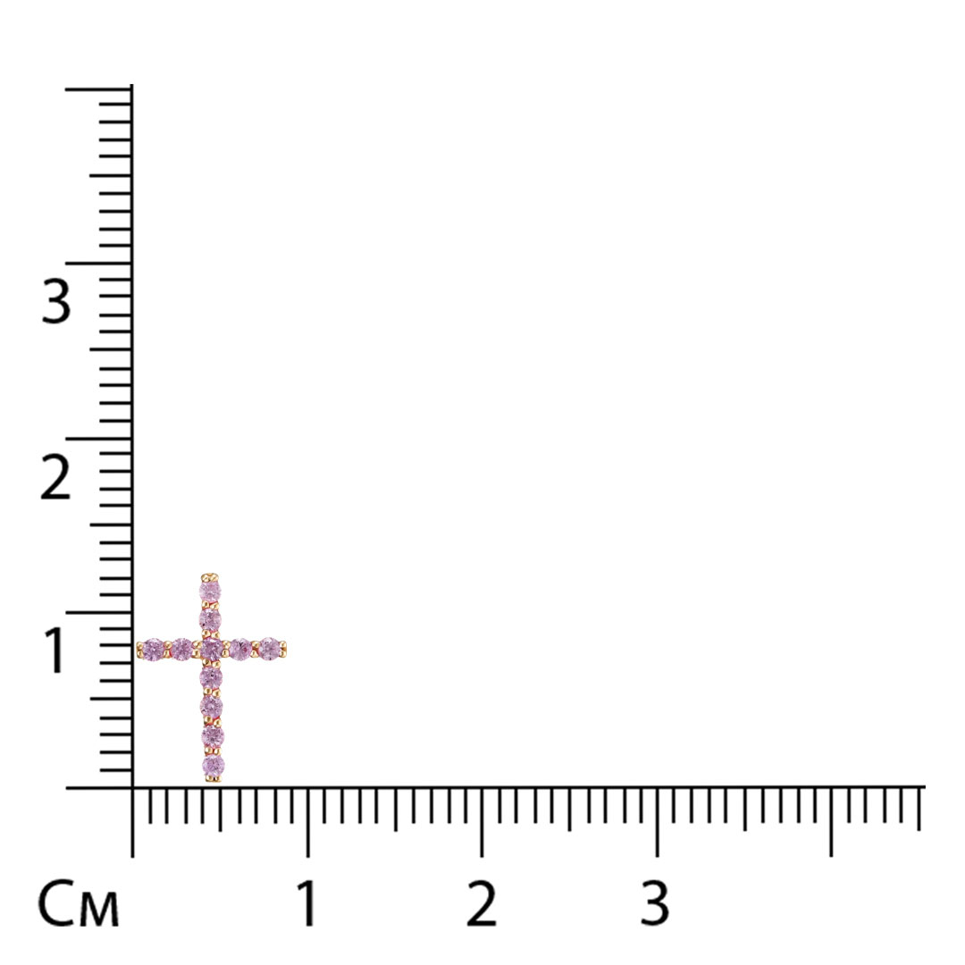 Подвеска-крест из золота с розовыми сапфирами