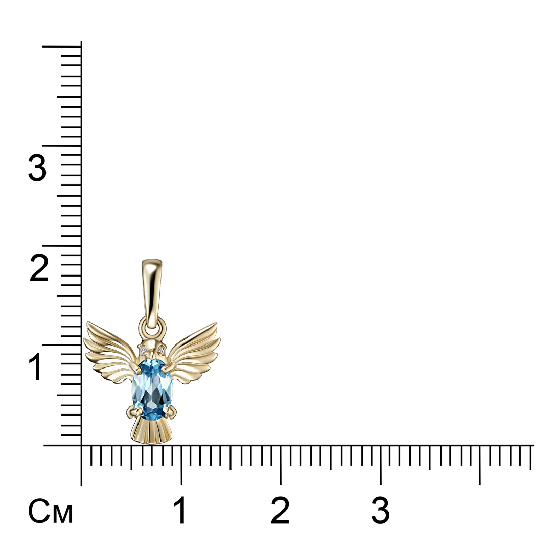 Подвеска из желтого золота с топазом swiss "Птица"
