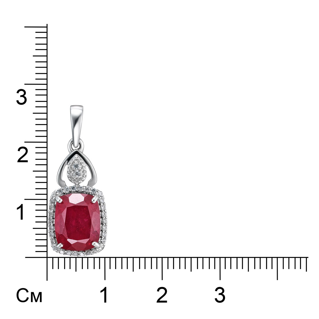 Серебряная подвеска 925 пробы; вставки 1 Рубин F/2 4,694 ct; Россыпь Фианит;
