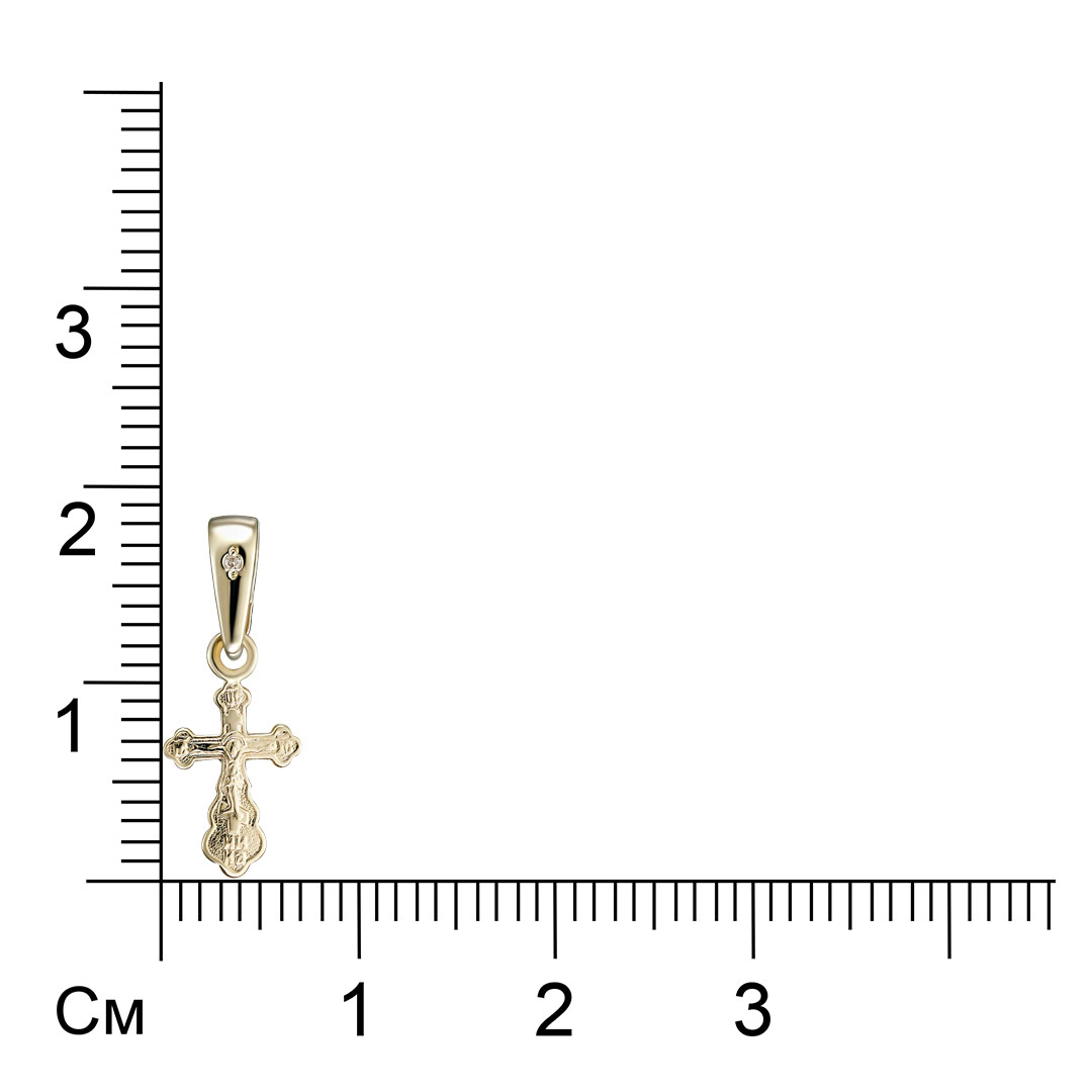 Подвеска-крест из желтого золота с бриллиантом