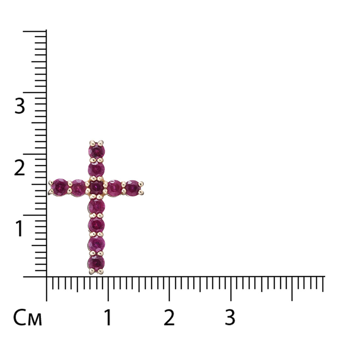 Серебряная подвеска-крест с рубинами