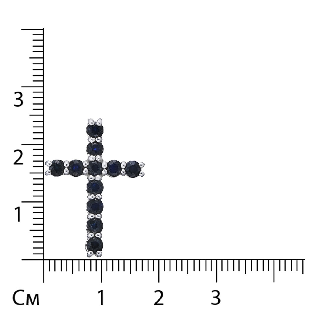 Серебряная подвеска-крест с сапфирами