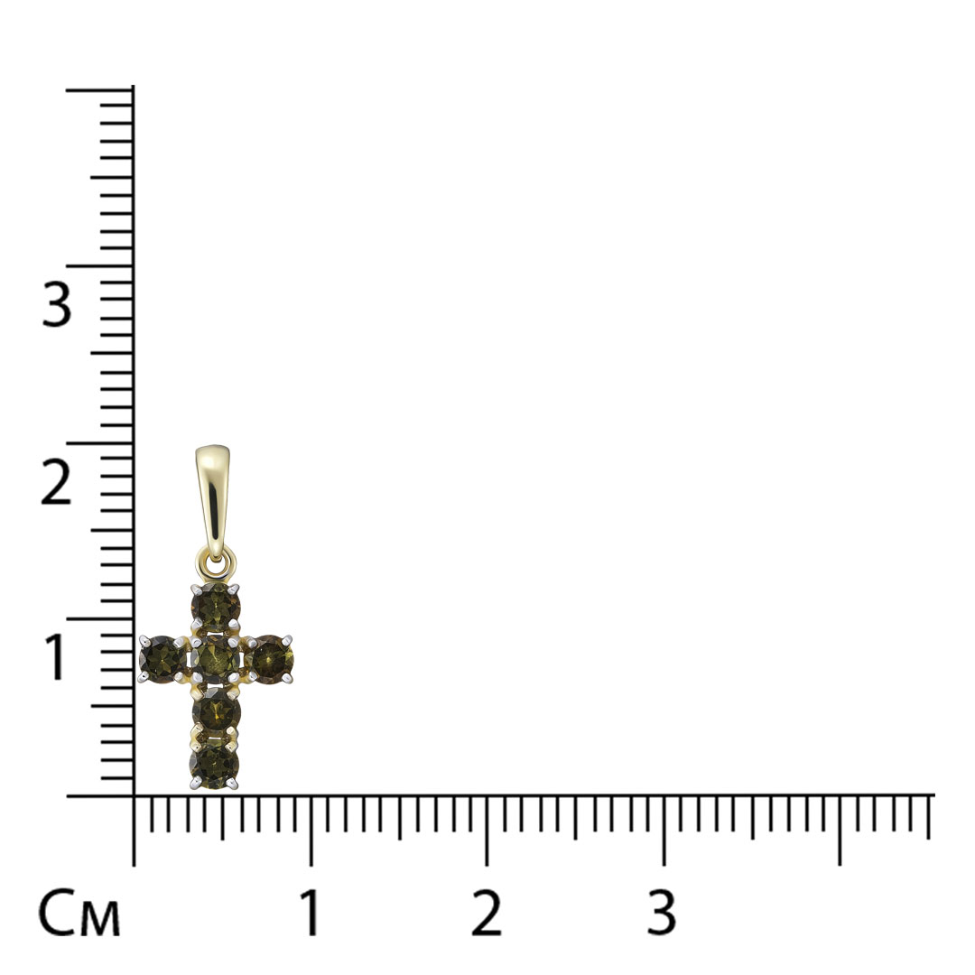 Подвеска-крест из желтого золота с турмалинами