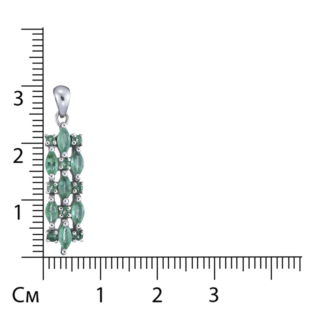 Серебряная подвеска 925 пробы; вставки 15 Изумруд (F) 4/Г3 1,05ct (Бразилия);