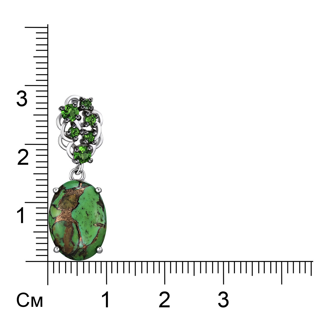 Серебряная подвеска с зеленой бирюзой