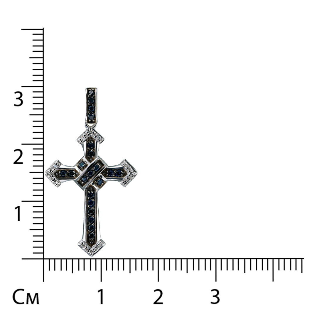 Подвеска-крест из белого золота с сапфирами