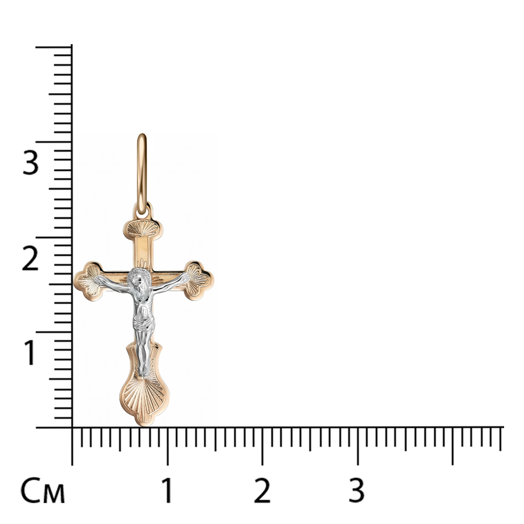 Подвеска-крест из комбинированного золота