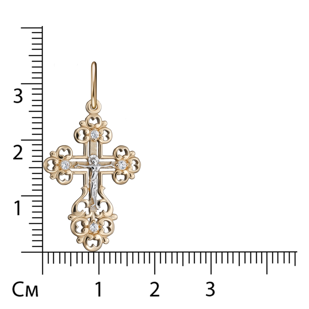 Подвеска-крест из золота с фианитами