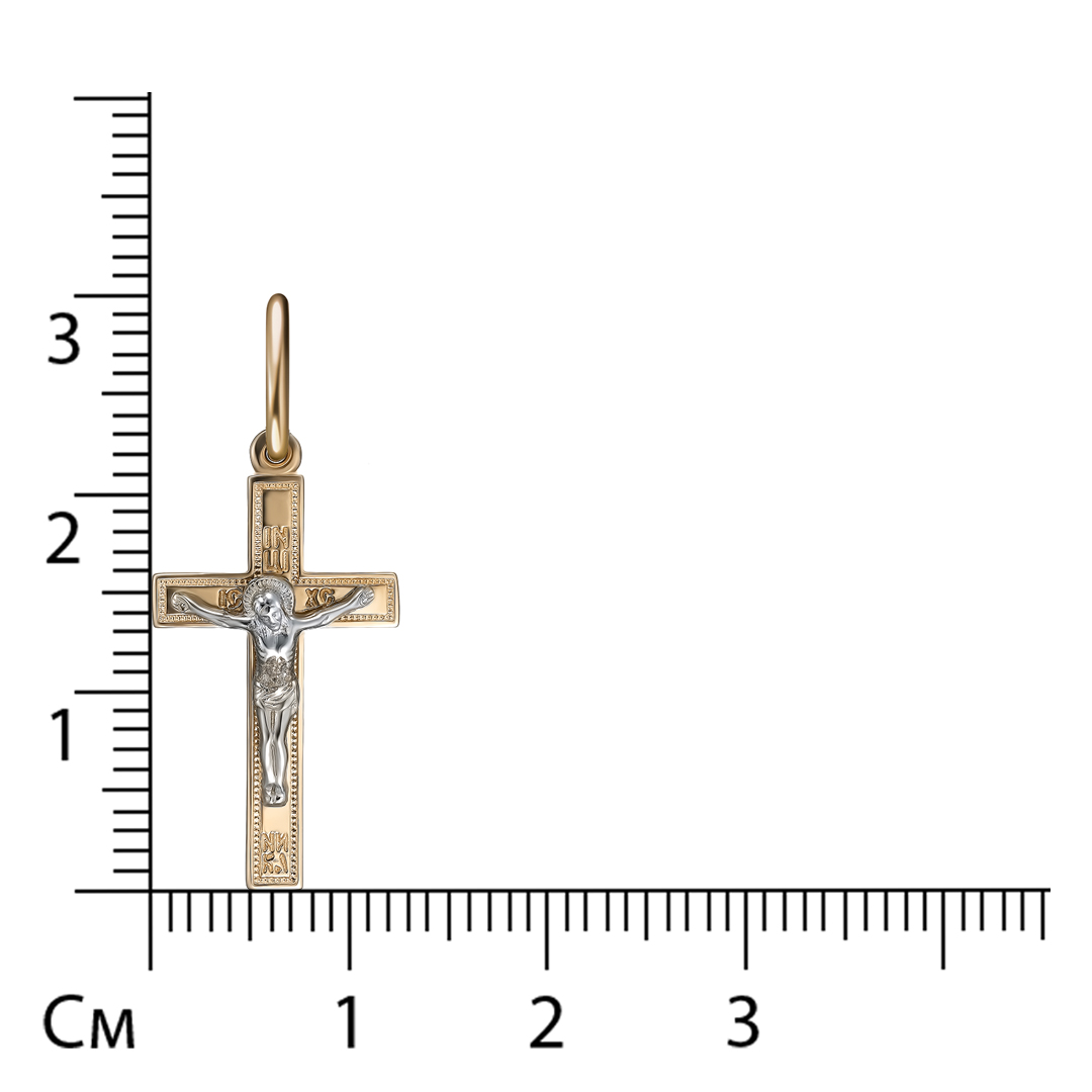 Подвеска-крест из комбинированного золота