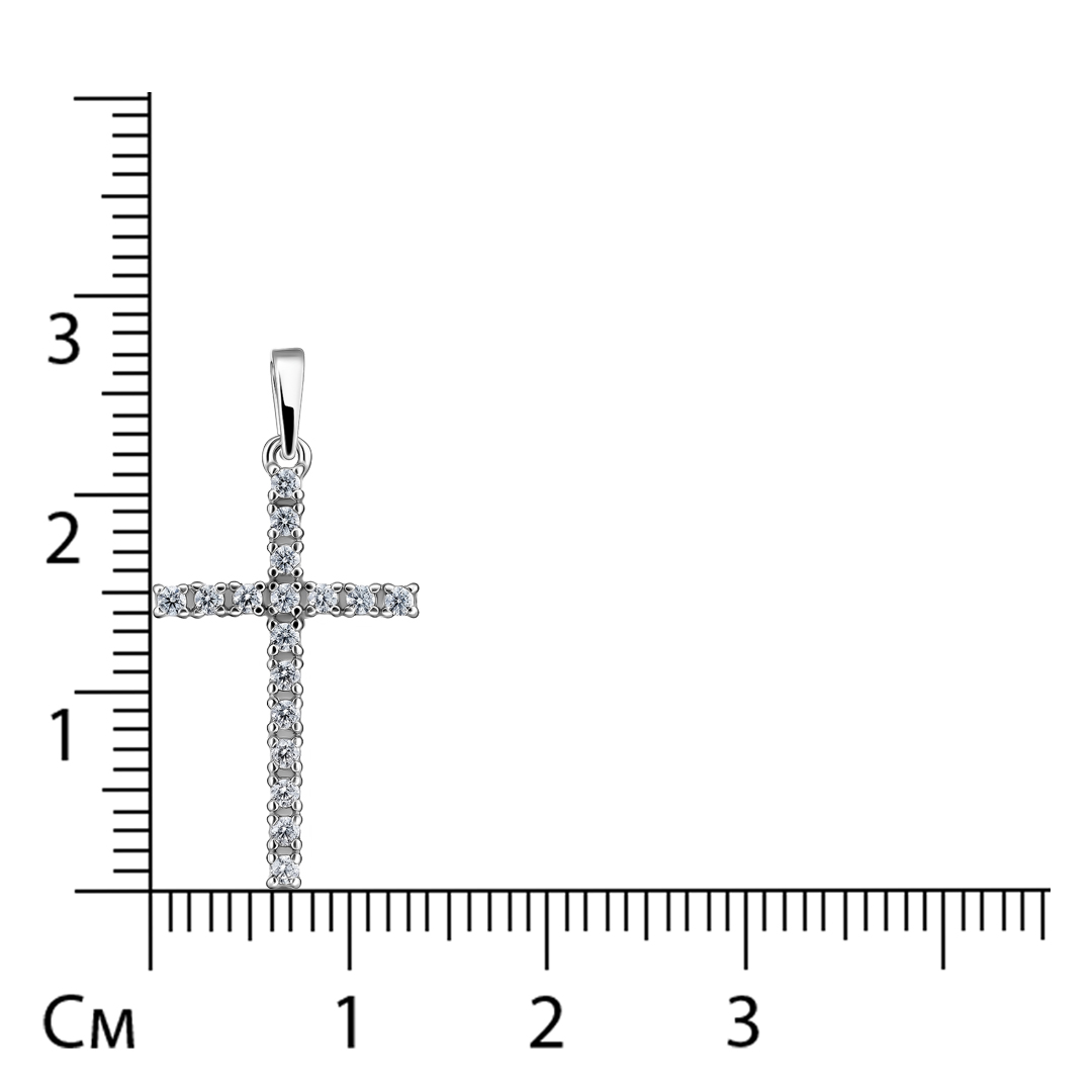 Серебряная подвеска-крест с фианитами