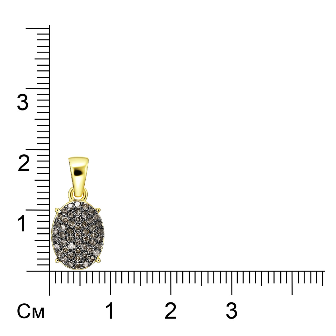 Серебряная подвеска 925 пробы; родий черный; вставки 51 Бр.кор.(R)Кр-17 0,32ct 4/3;
