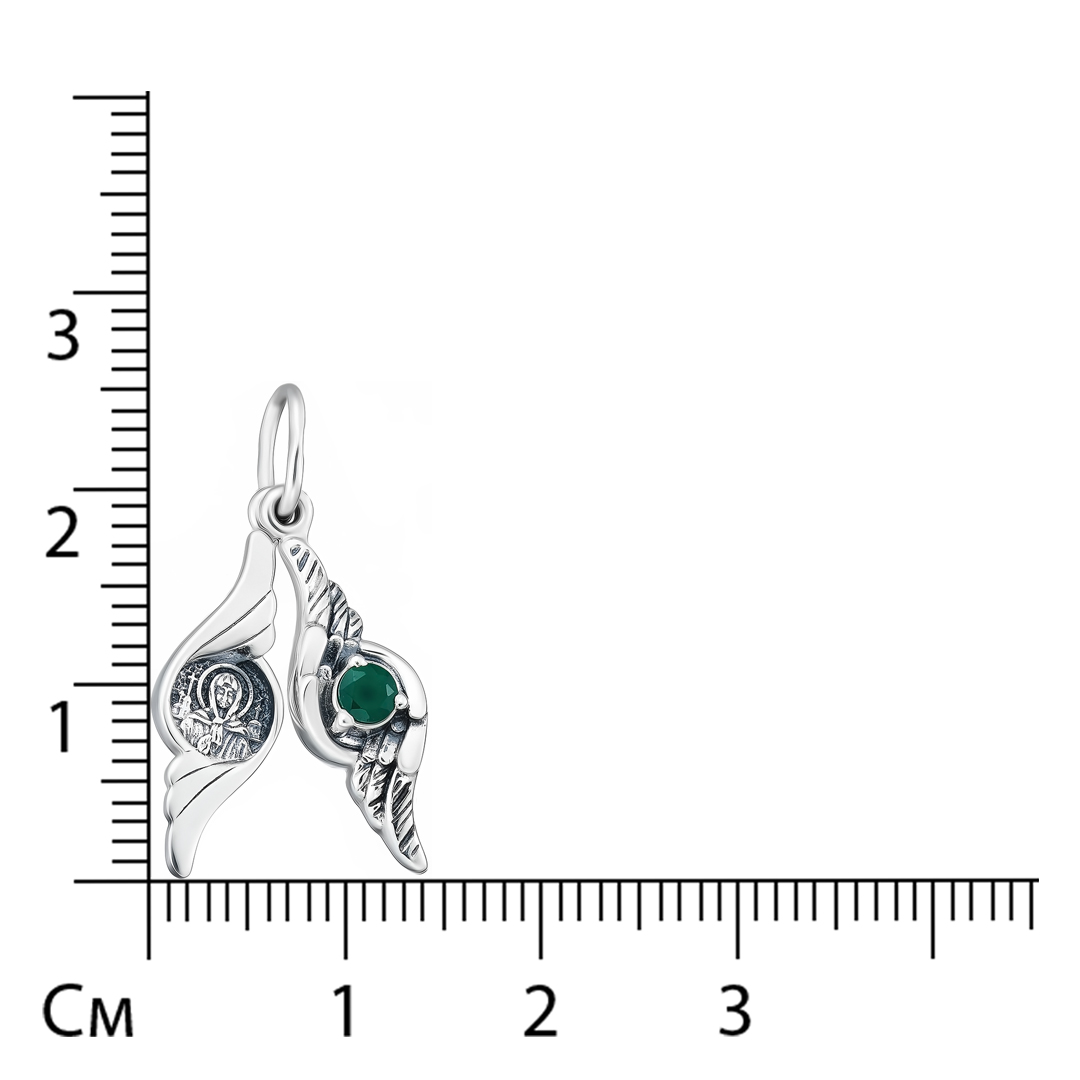 Серебряная подвеска с агатом "Св. Матрона/Ангел"