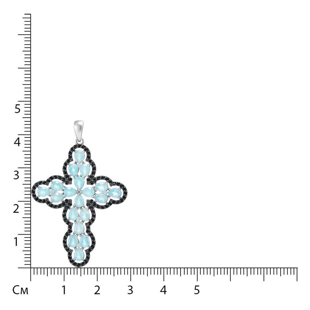 Серебряная подвеска-крест с агатами