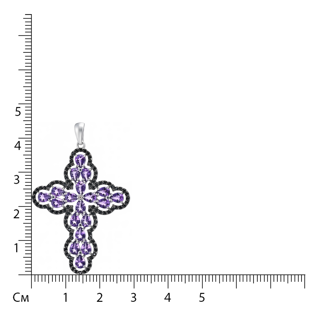 Серебряная подвеска-крест с аметистами