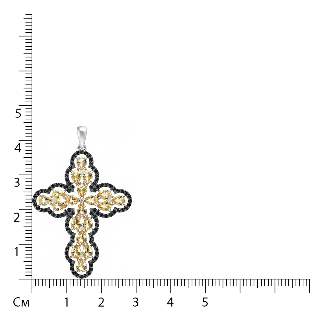 Серебряная подвеска-крест с цитринами