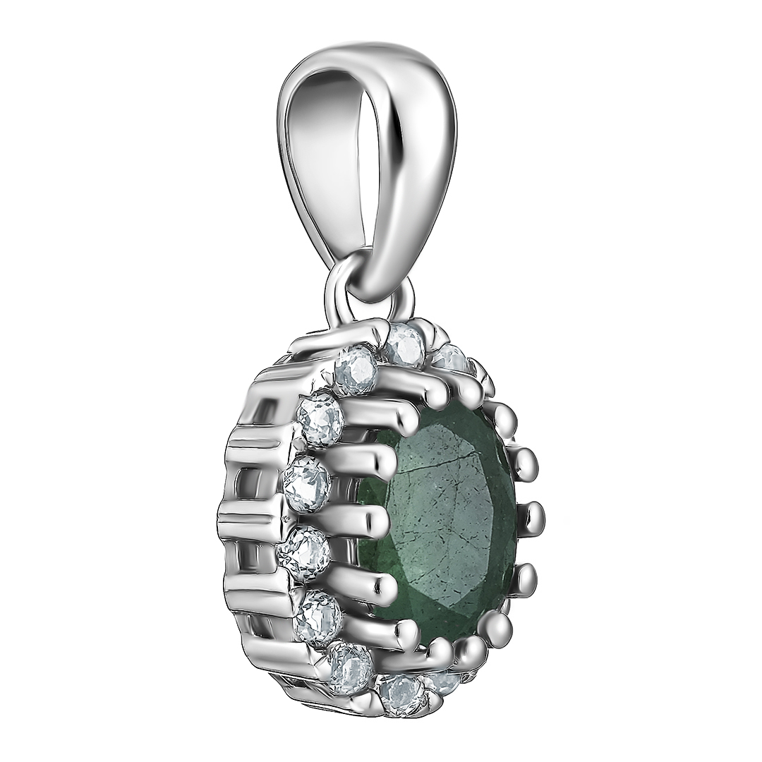 Серебряная подвеска с изумрудом
