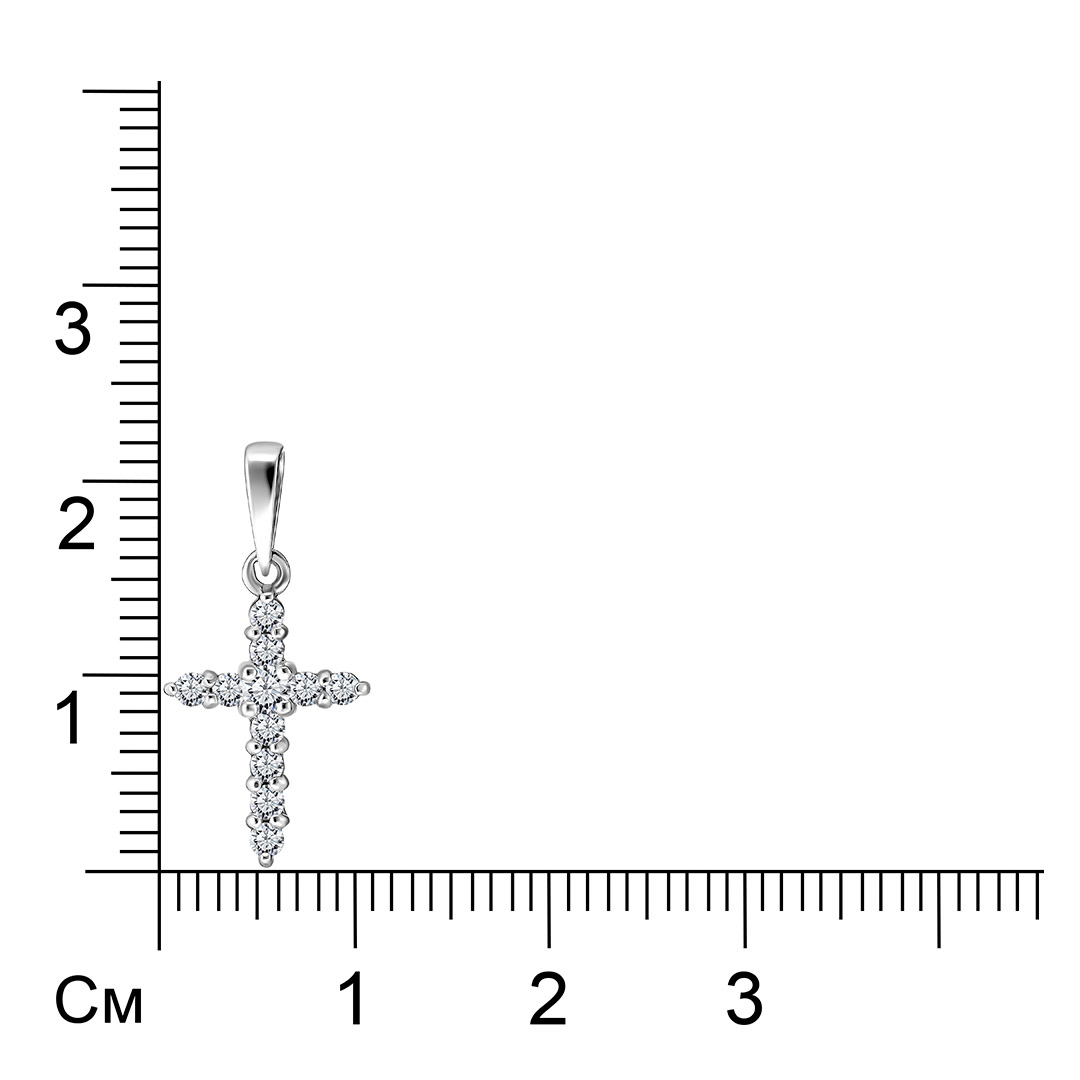 Подвеска-крест из белого золота с выращенными бриллиантами
