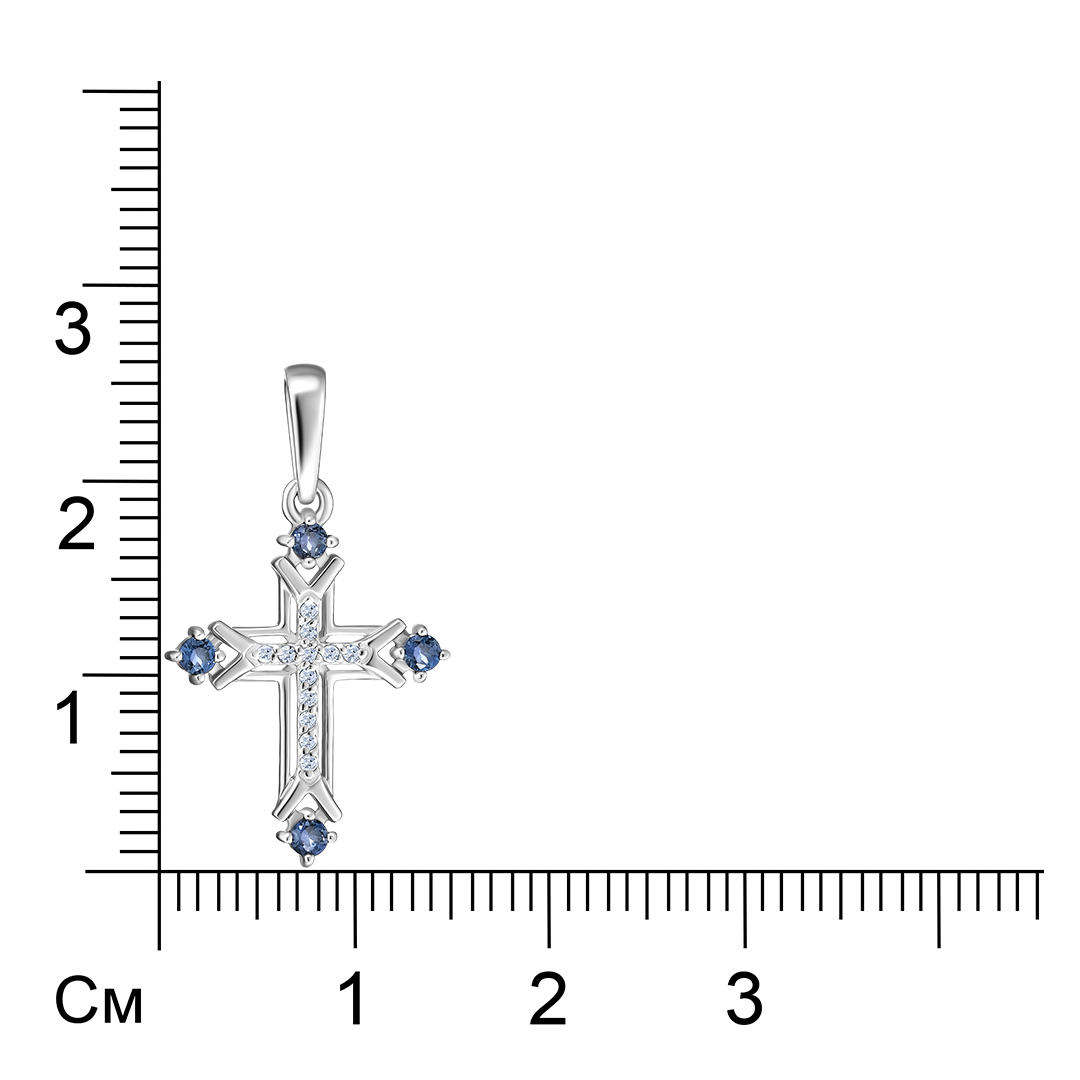 Подвеска-крест из белого золота с топазами Лондон