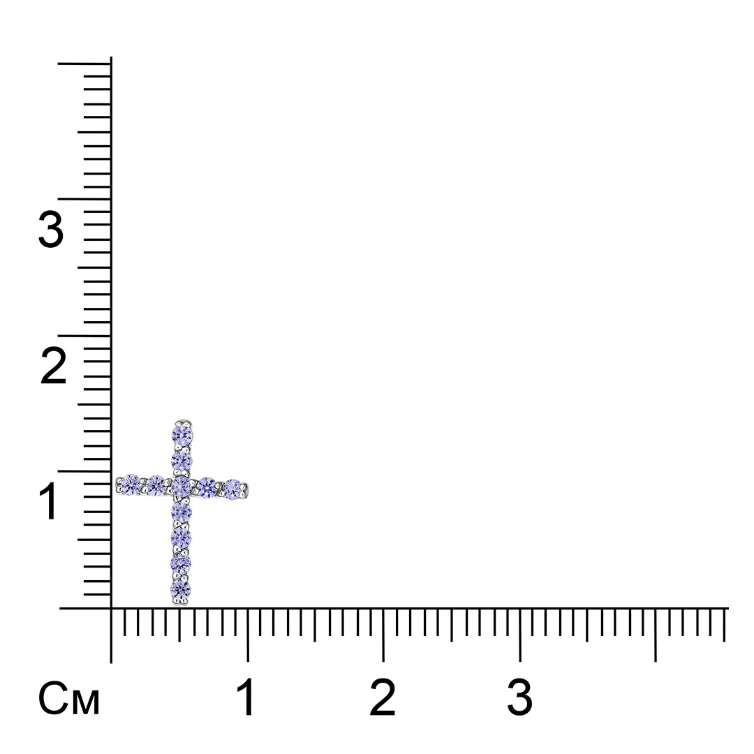 Подвеска-крест из белого золота с голубыми сапфирами