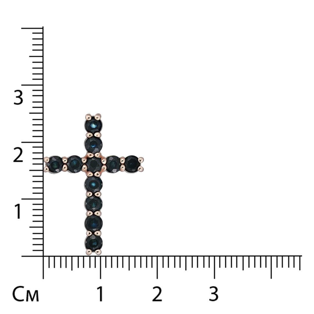 Серебряная подвеска-крест с сапфирами