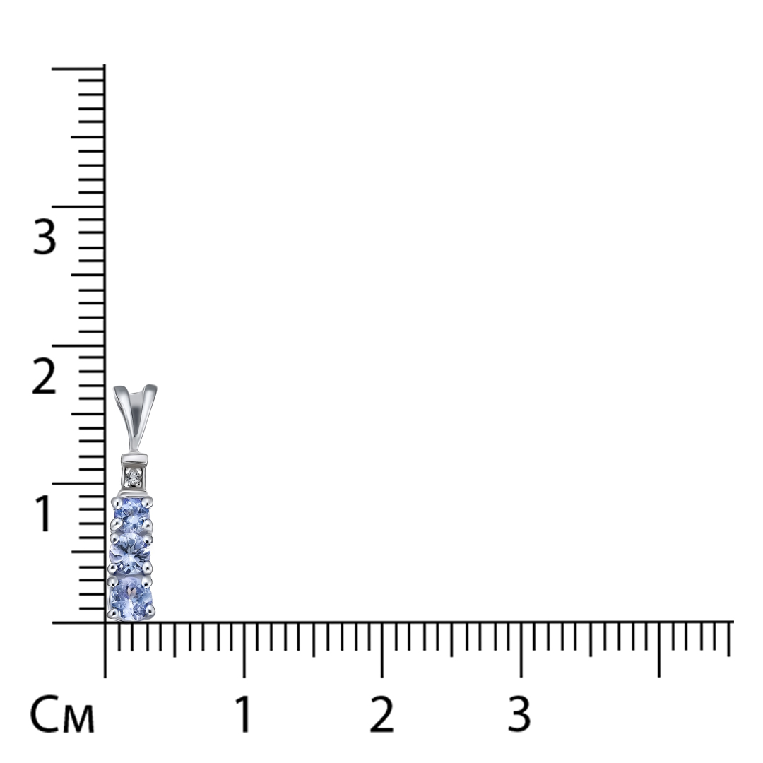 Серебряная подвеска 925 пробы; вставки 3 Танзанит 0,25ct; 1 Топаз белый 0,01ct;