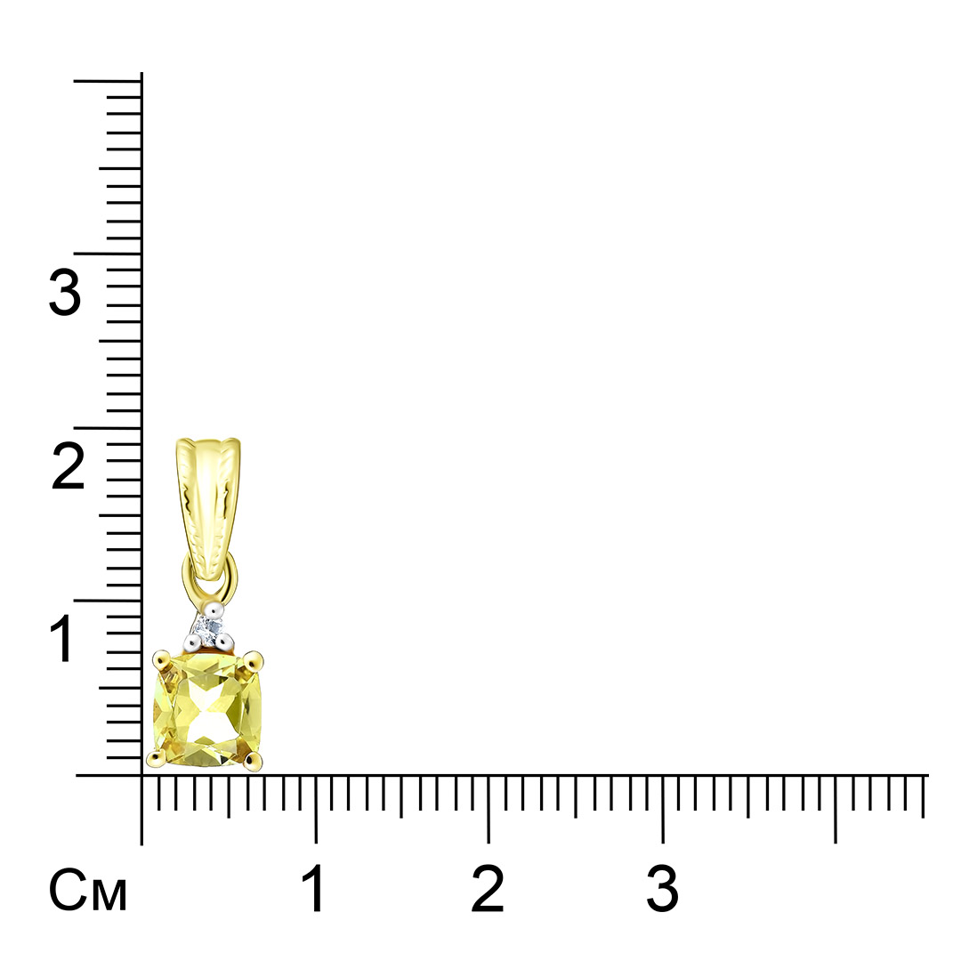 Серебряная подвеска 925 пробы; вставки 1 Гелиодор 0,7ct; 1 Топаз белый 0,03ct;