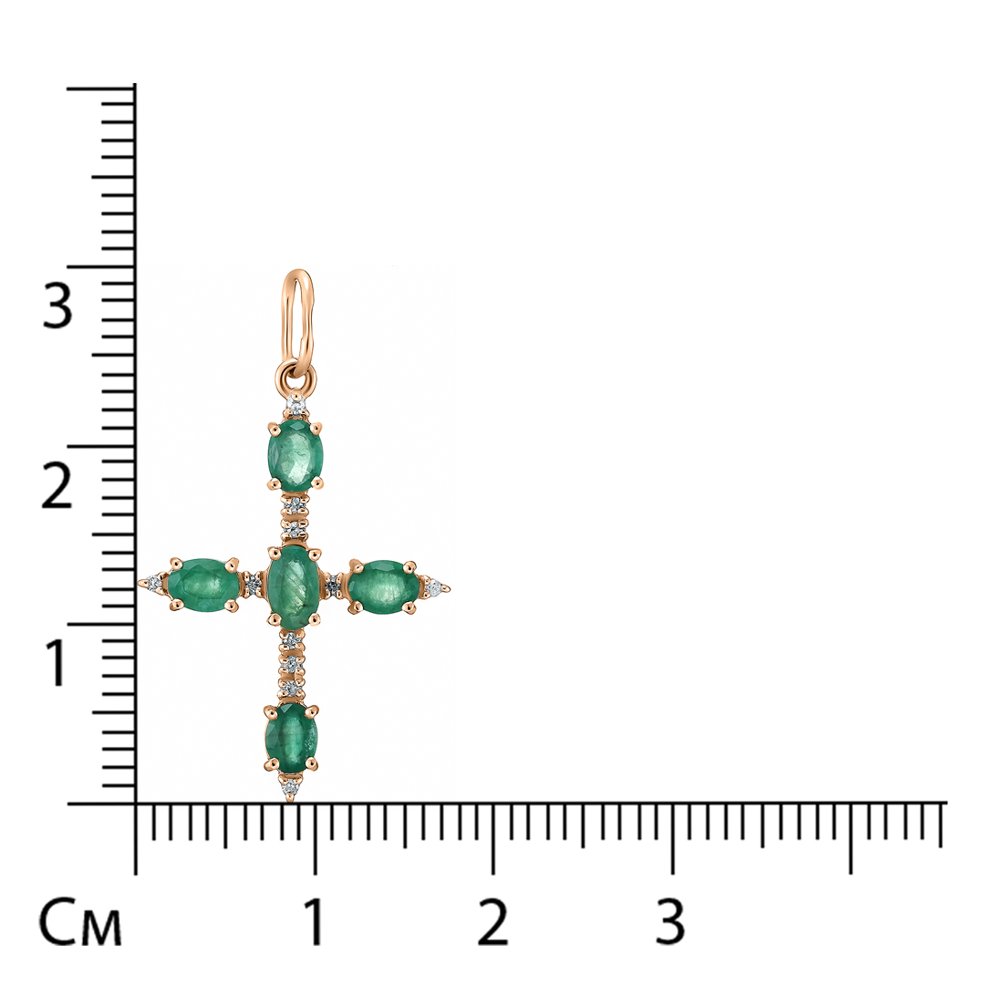 Подвеска-крест из золота с изумрудами