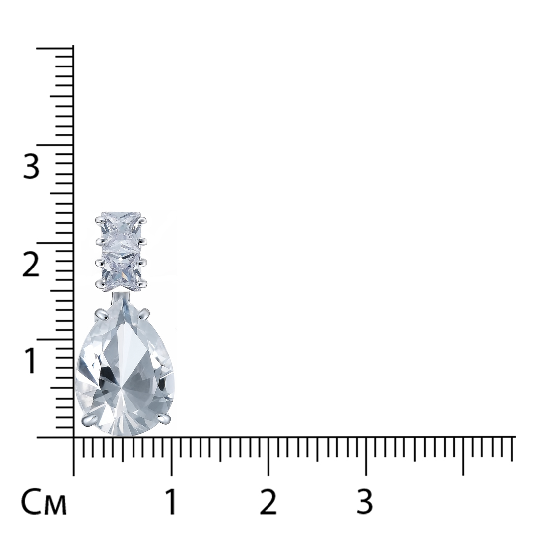 Серебряная подвеска 925 пробы; вставки 1 Горный хрусталь; 2 Фианит бесцв.;