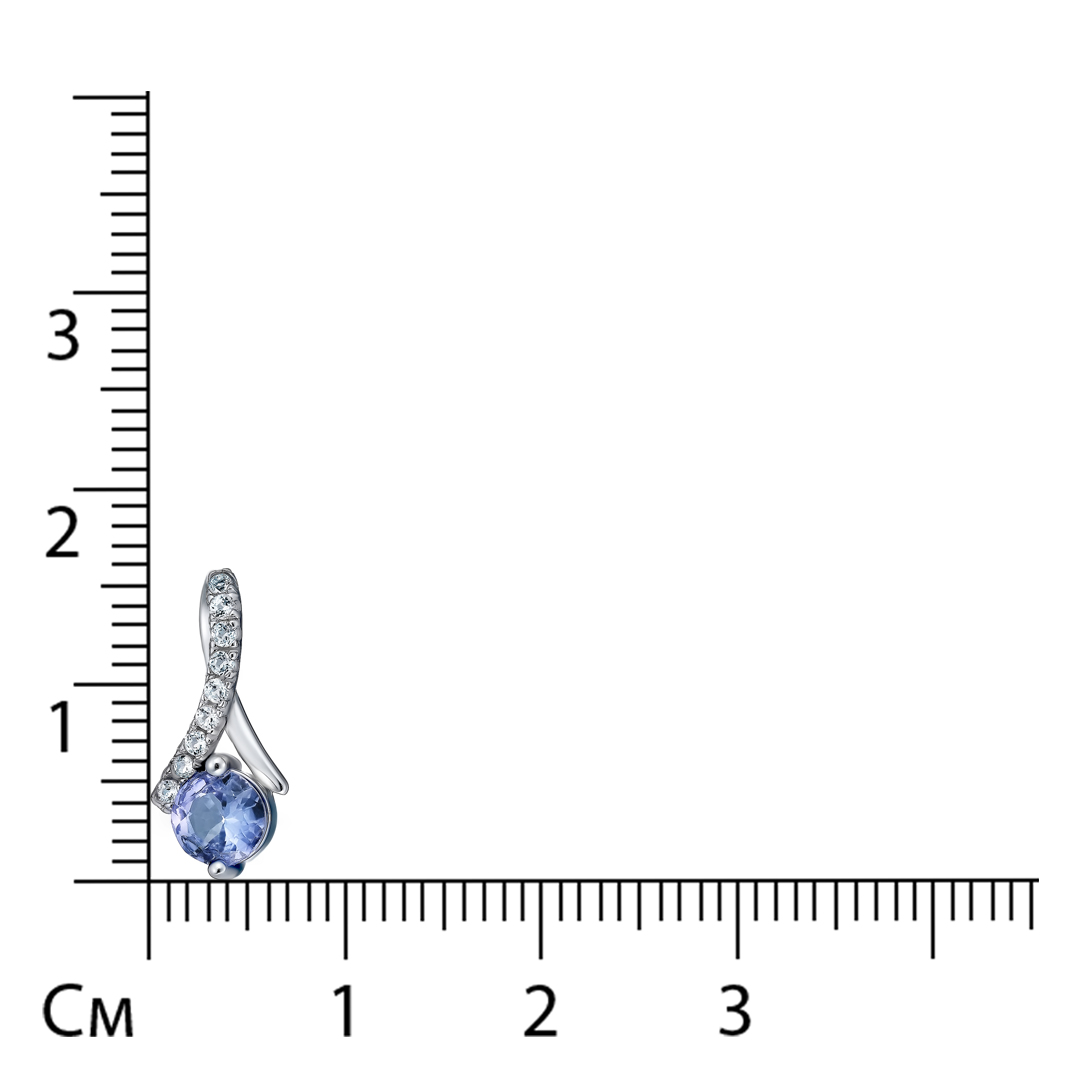 Серебряная подвеска 925 пробы; вставки 1 Танзанит 0,45ct; 9 Топаз белый 0,2ct;