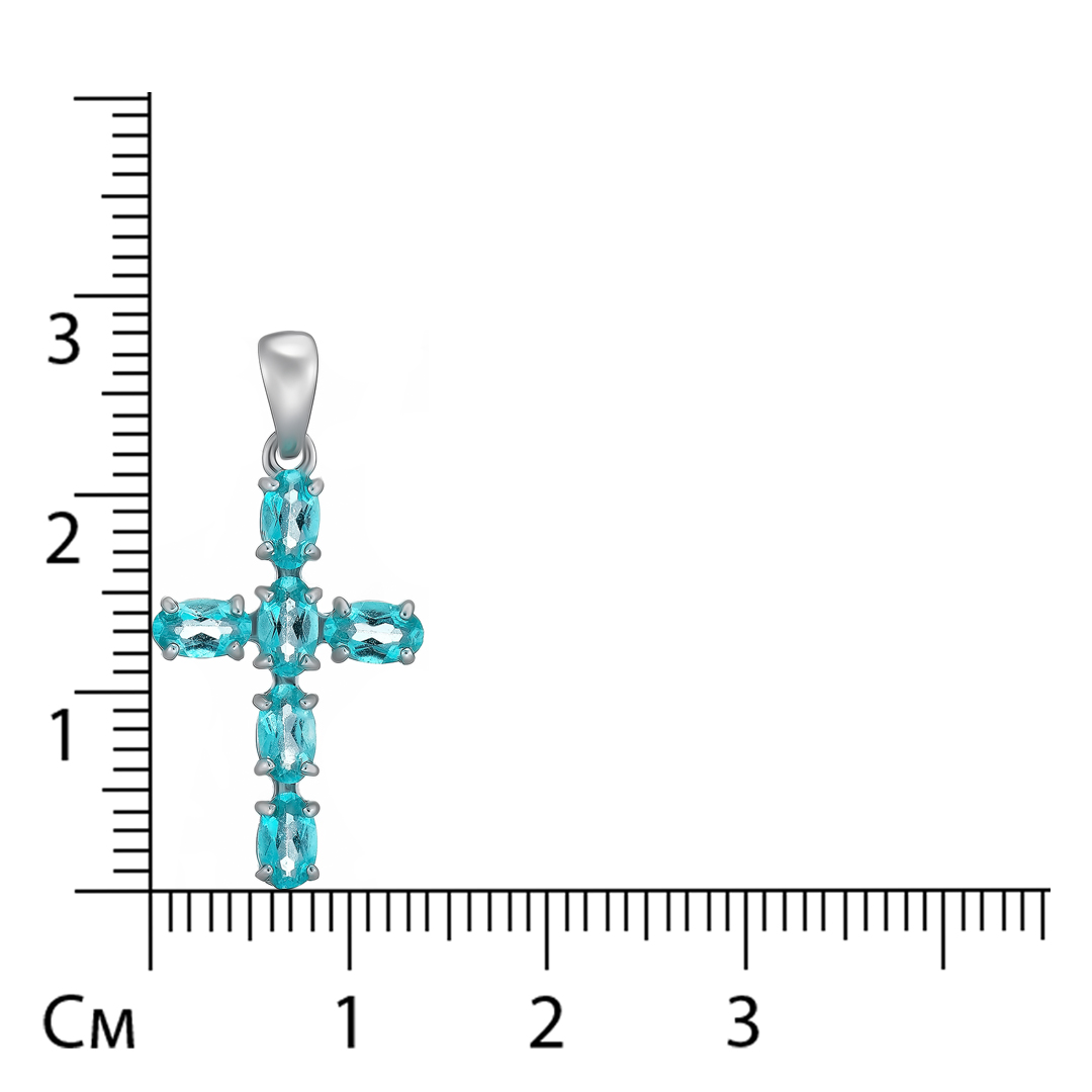Серебряная подвеска-крест с топазами