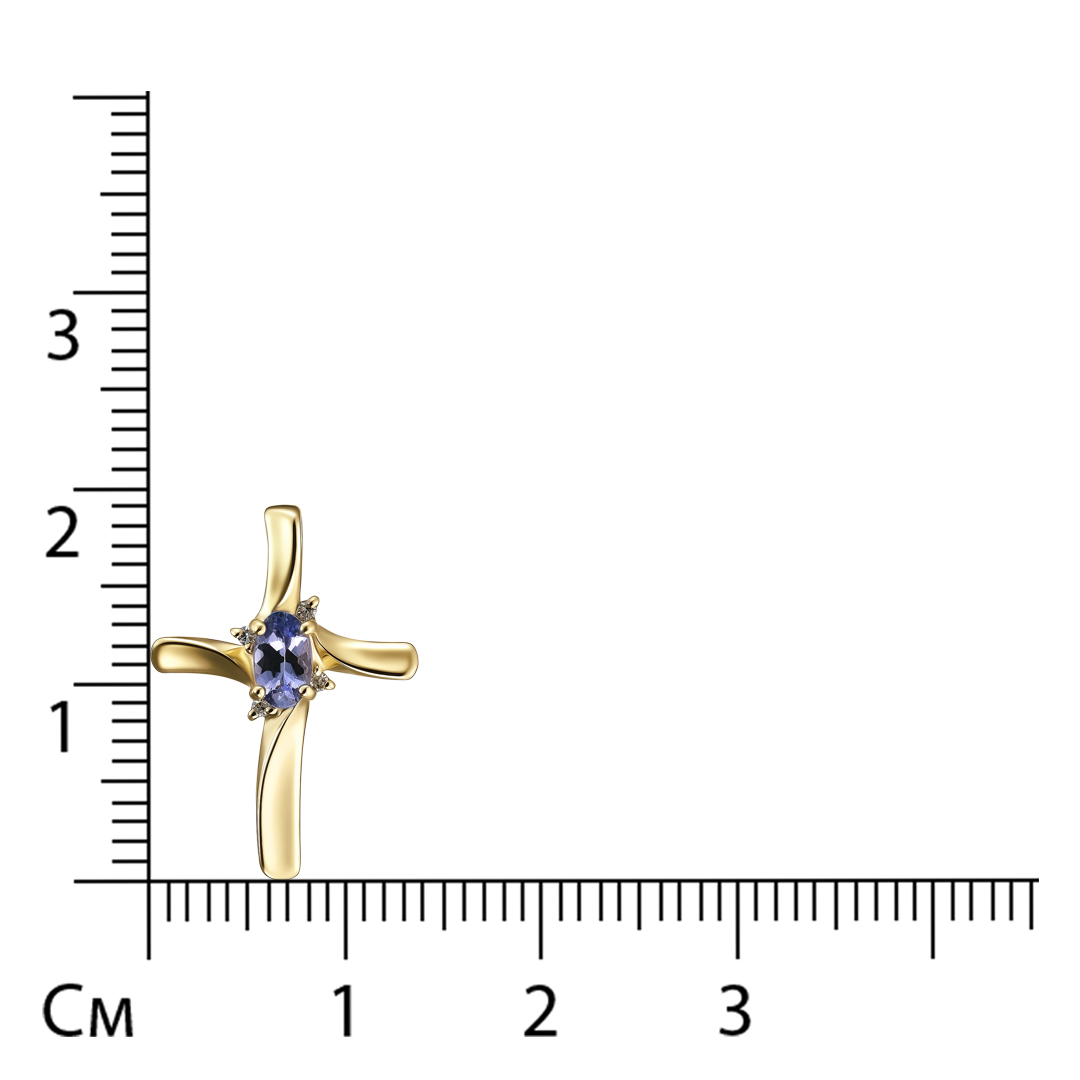 Подвеска-крест из желтого золота с танзанитом