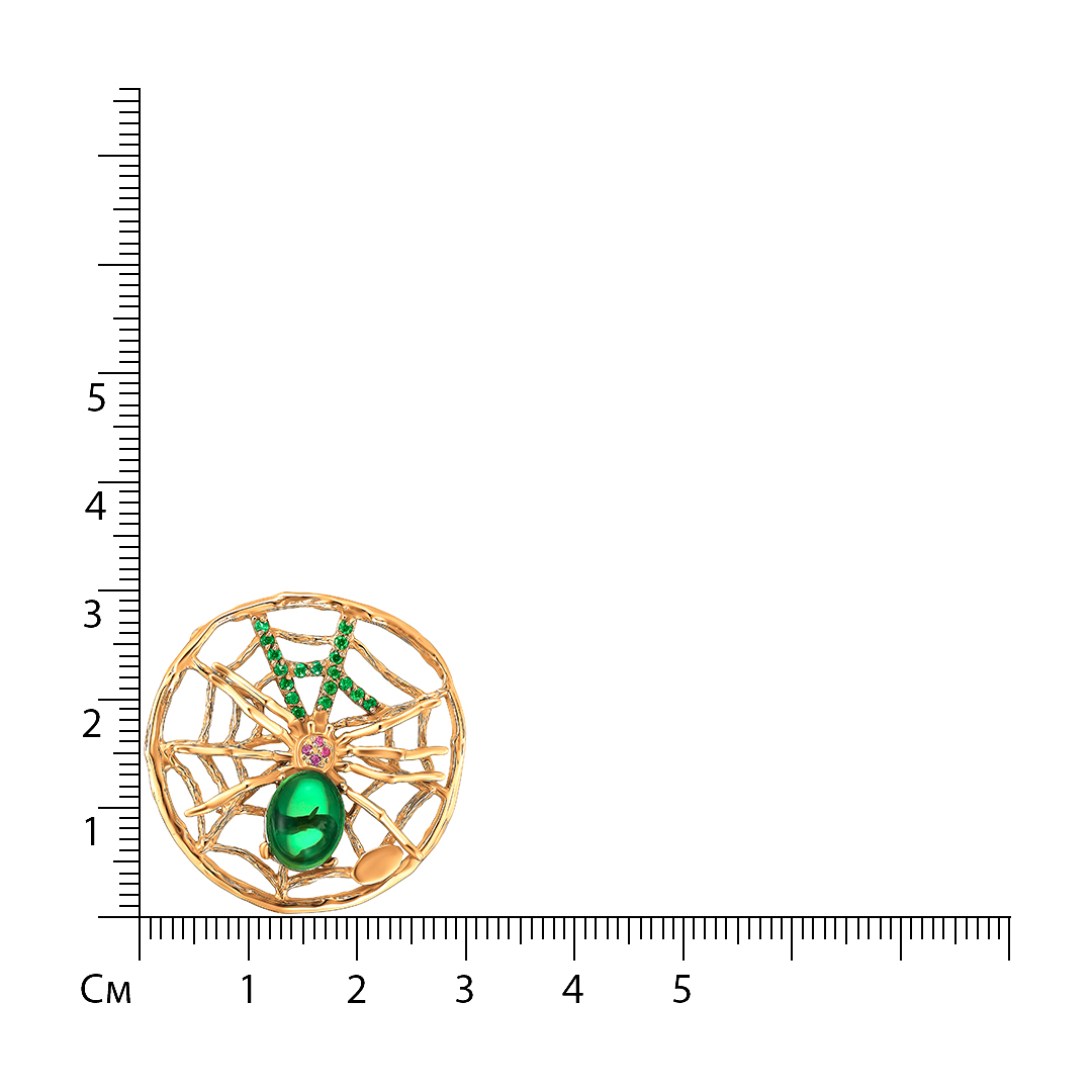 Серебряная подвеска с зеленым янтарем "Паук"