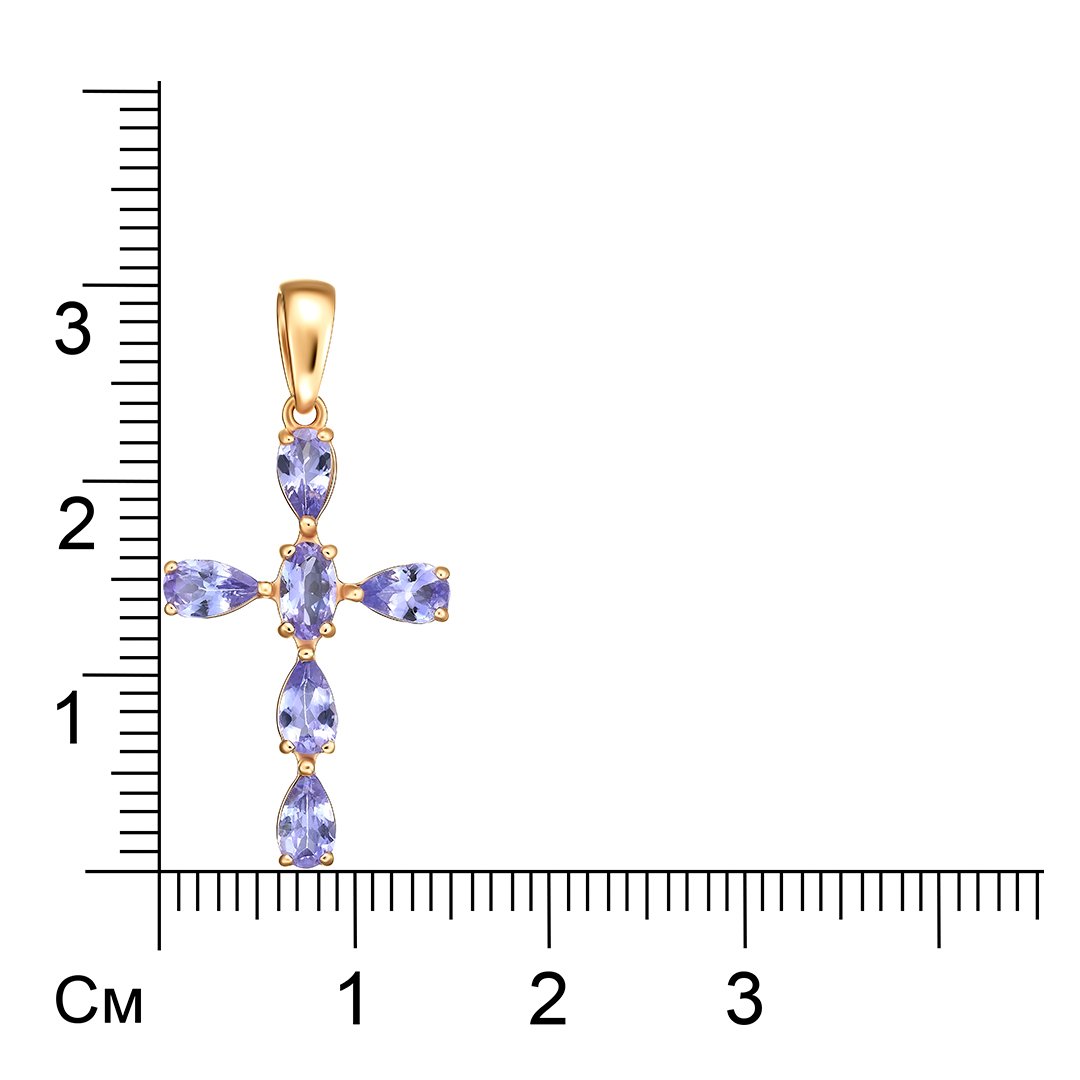 Серебряная подвеска-крест с танзанитами