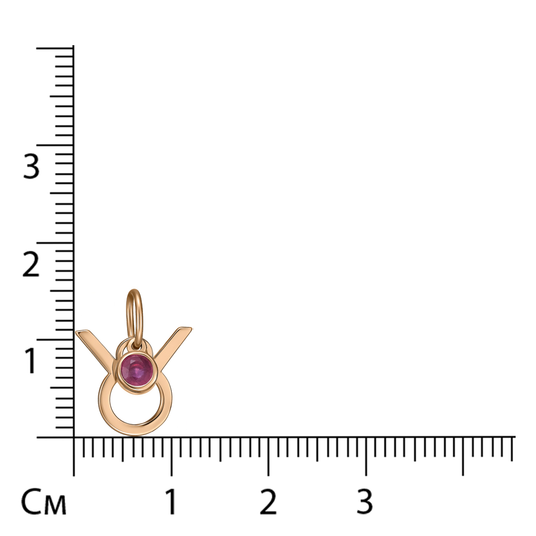 Подвеска из золота с рубином "Телец"