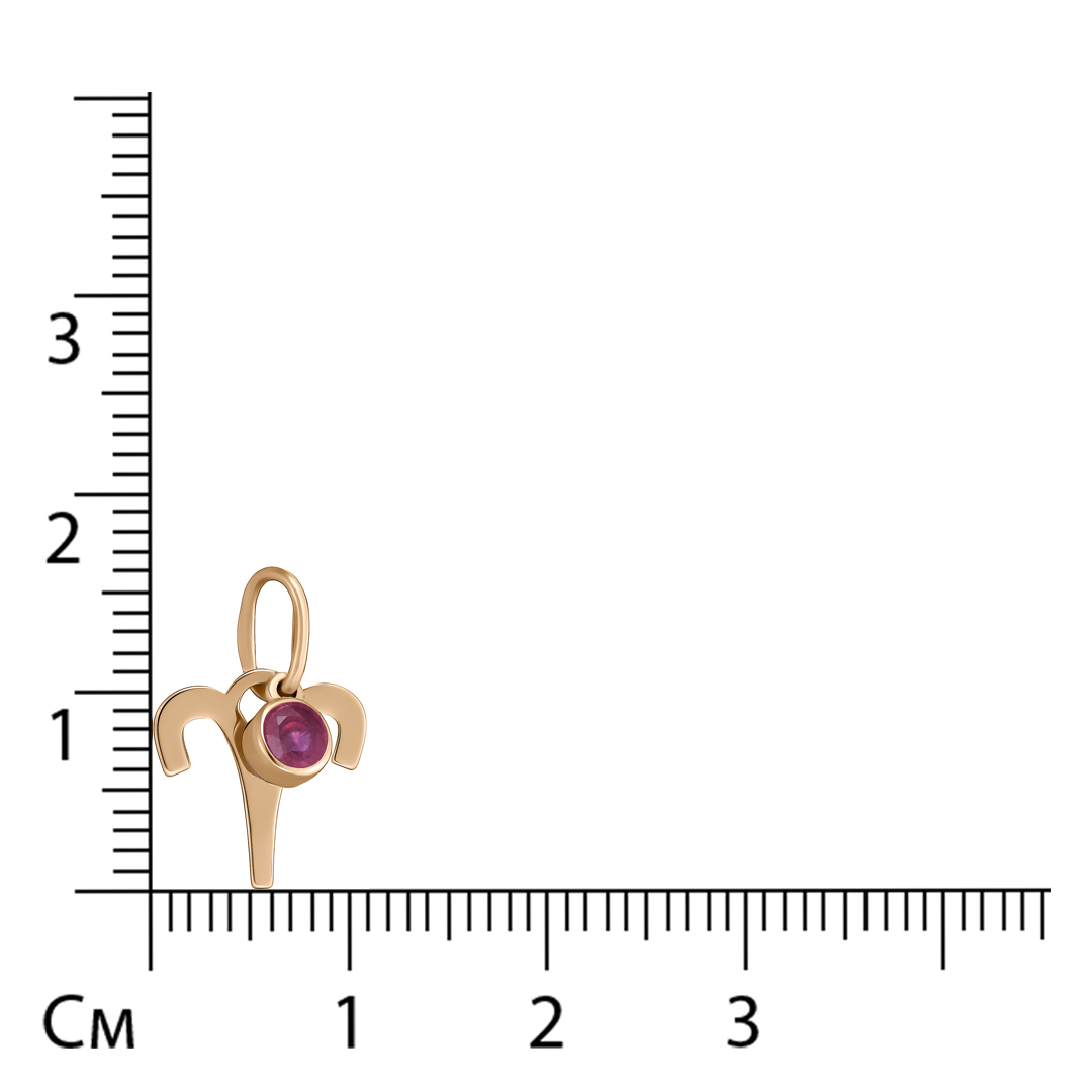 Золотая подвеска 585 пробы; "Овен "; вставки 1 Рубин F/2 0,243