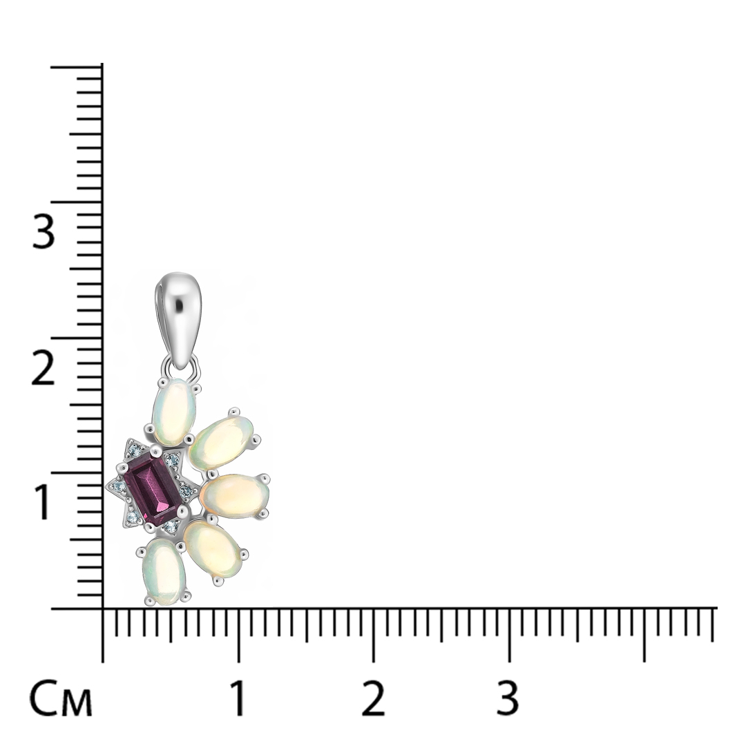 Серебряная подвеска с родолитом и опалами