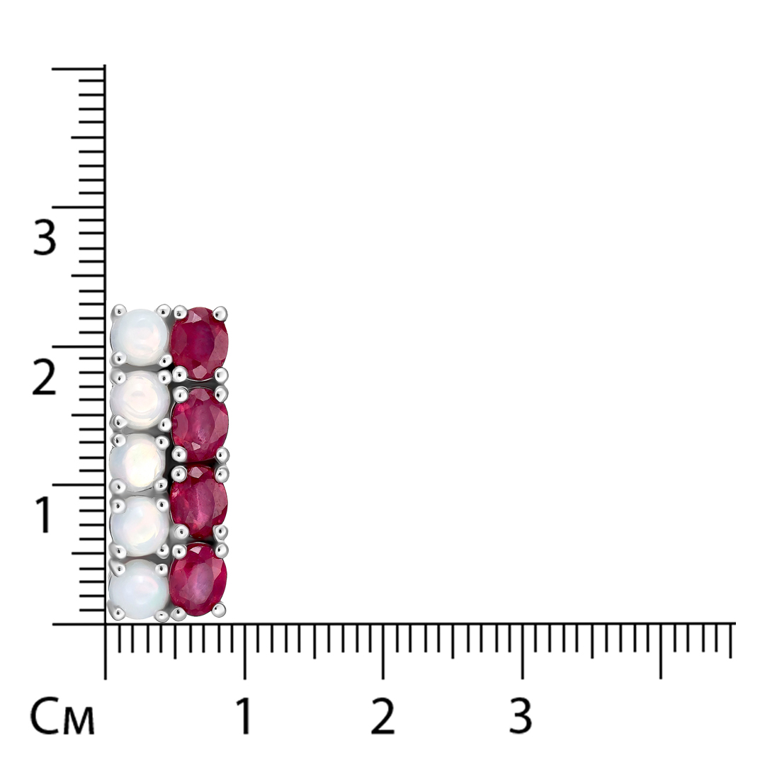 Серебряная подвеска с рубинами и опалами