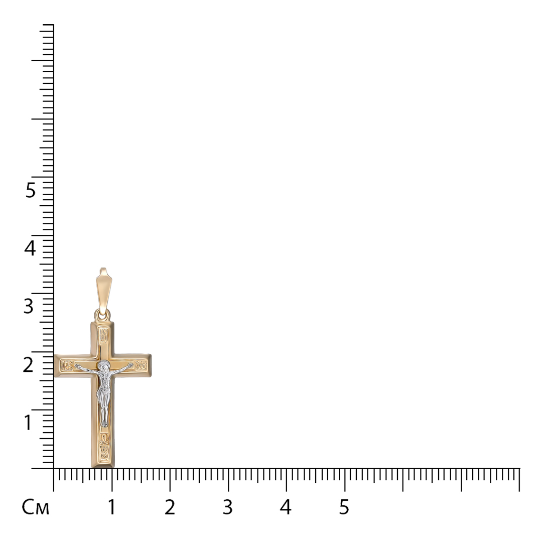 Подвеска-крест из комбинированного золота