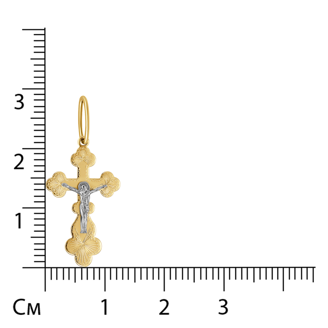 Подвеска-крест из комбинированного золота