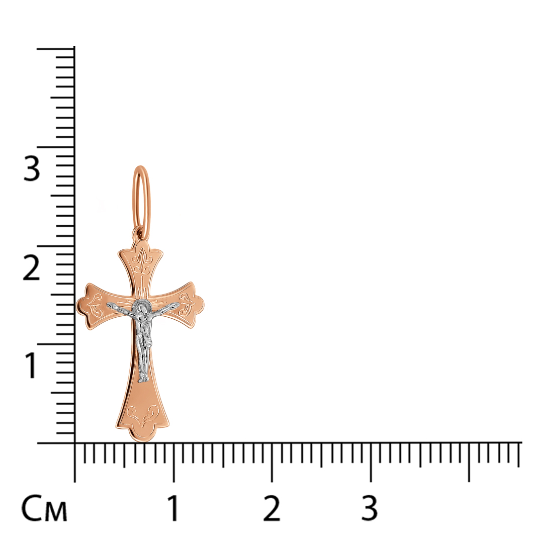 Подвеска-крест из комбинированного золота