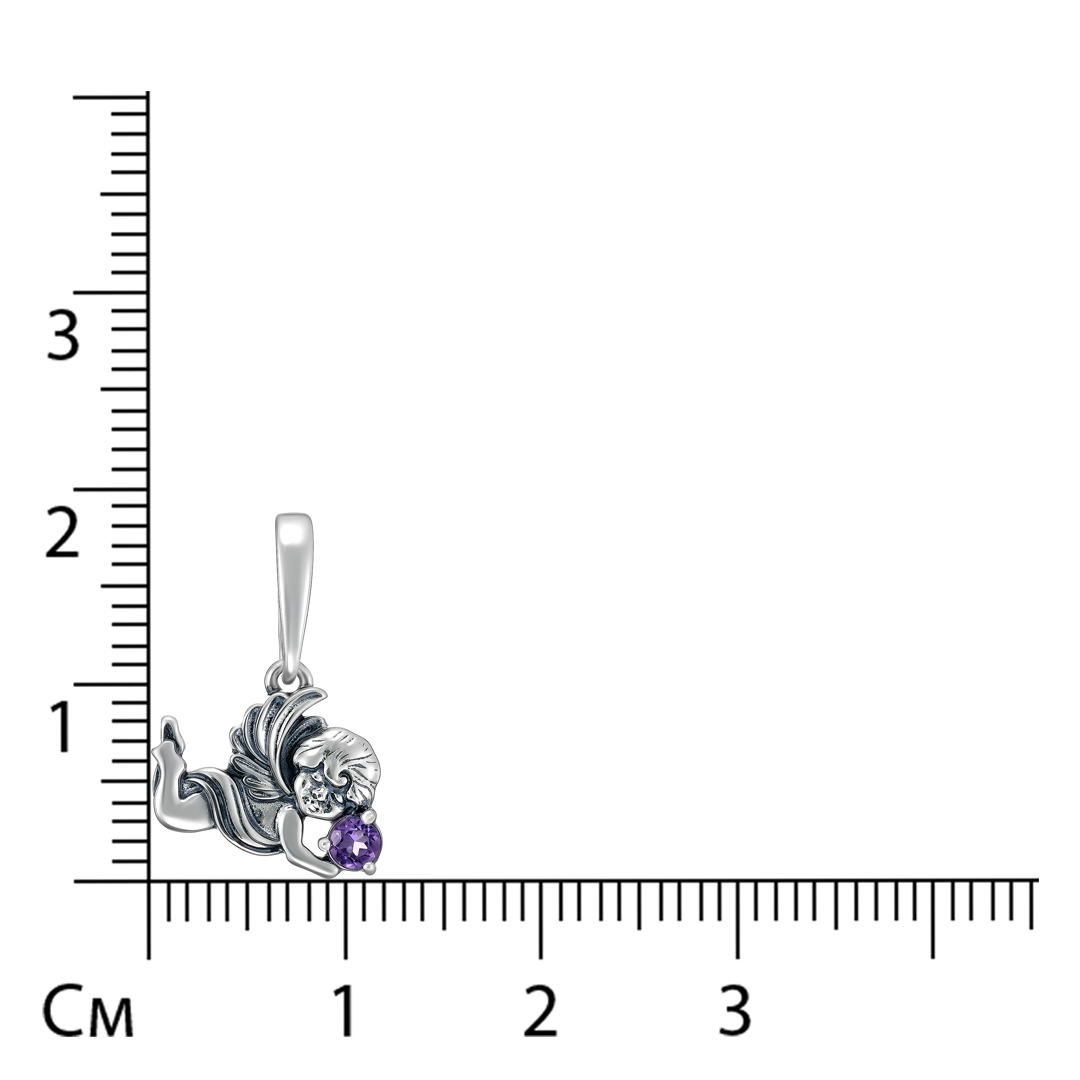 Серебряная подвеска 925 пробы; оксидирование; вставки 1 Аметист;