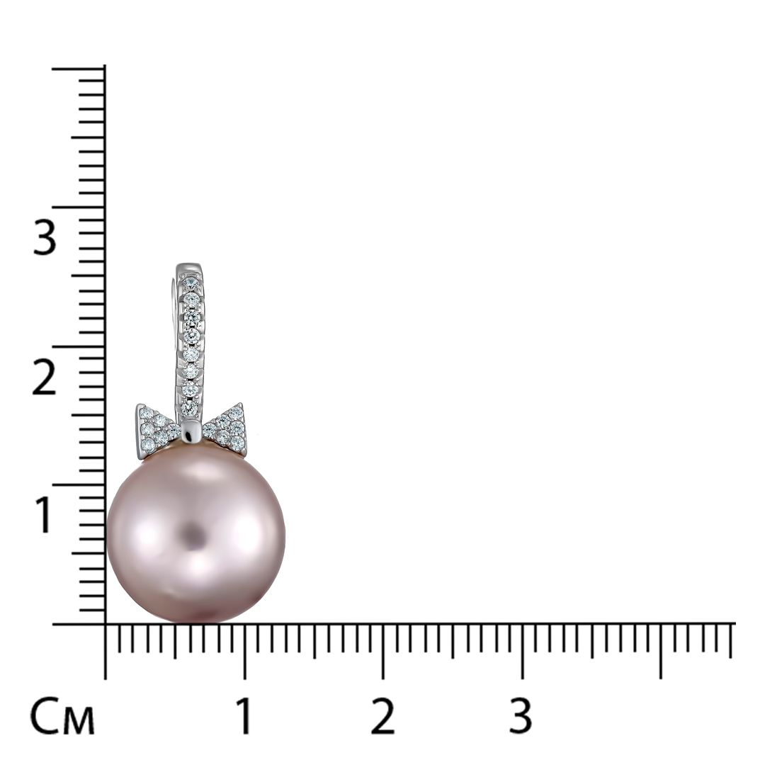 Серебряная подвеска с розовым жемчугом "Бантик"