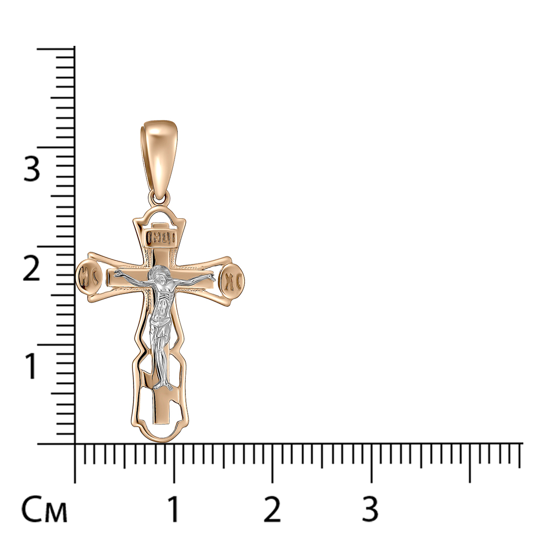 Подвеска-крест из комбинированного золота