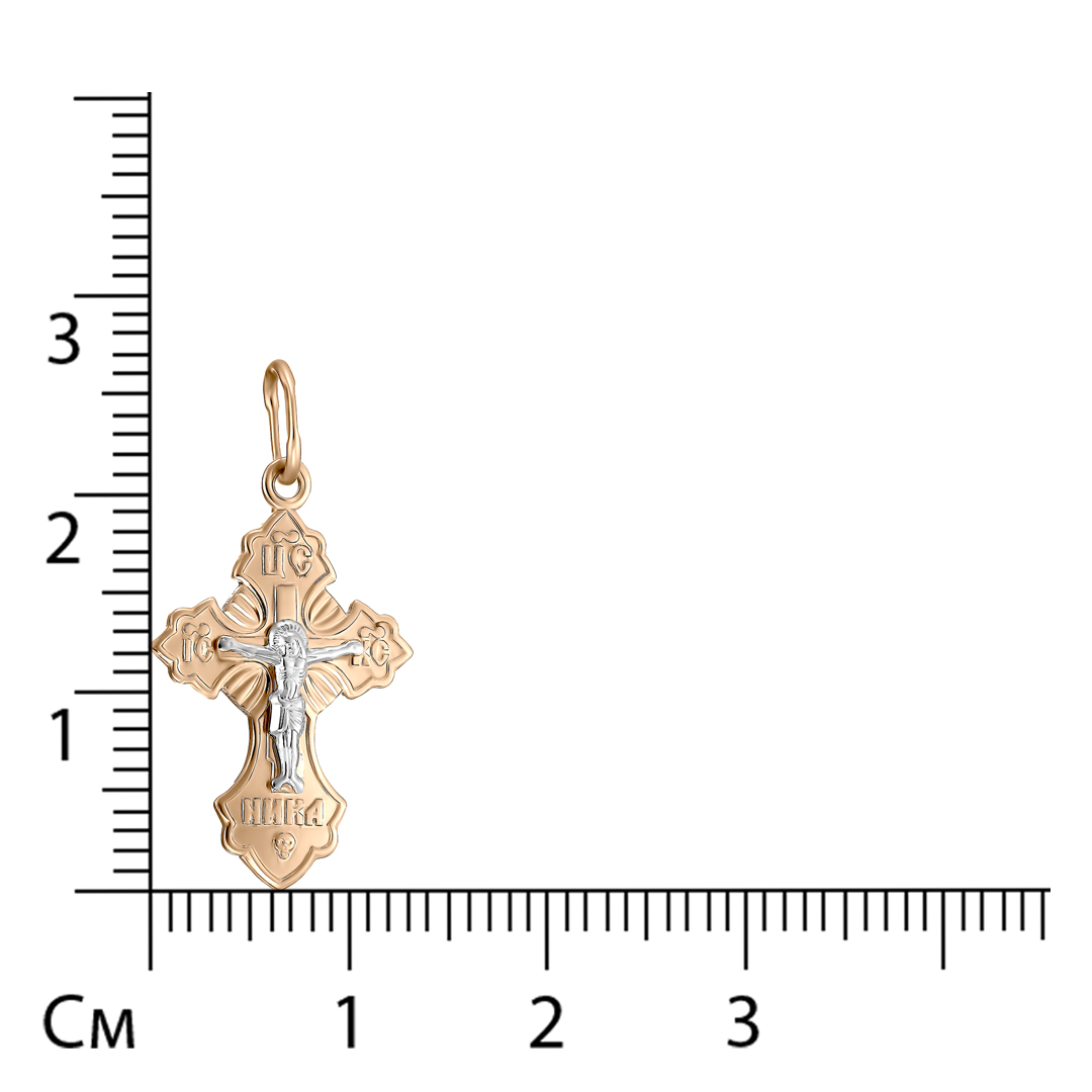 Подвеска-крест из комбинированного золота