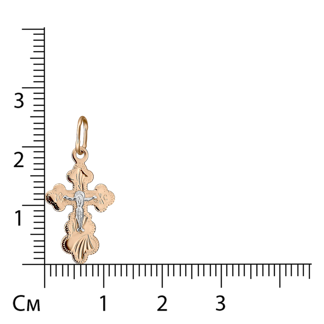Подвеска-крест из комбинированного золота