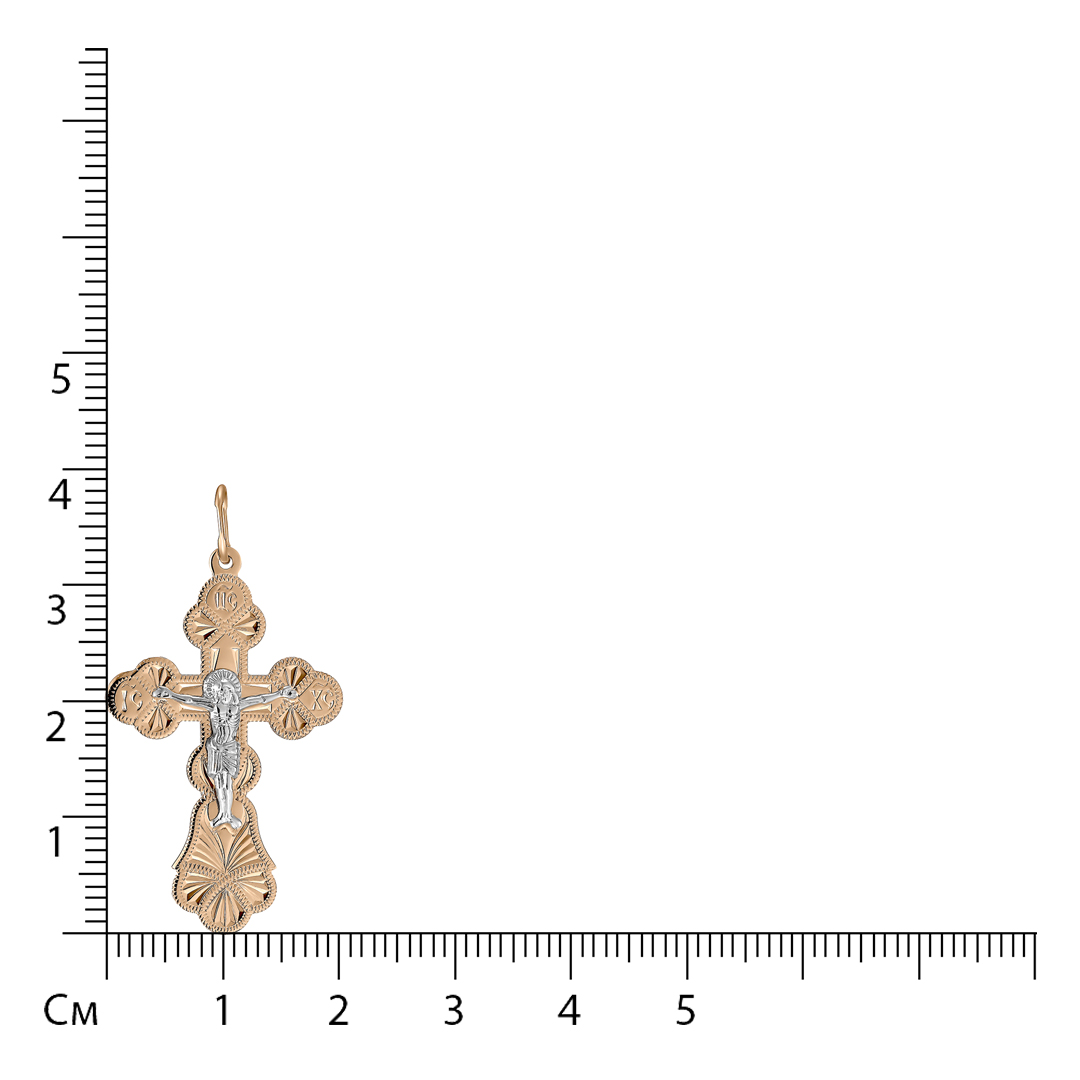 Подвеска-крест из комбинированного золота