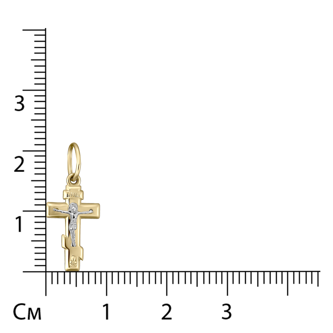 Подвеска-крест из комбинированного золота